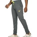 Men’s Charcoal Grey Track Pants with Neon Drawstring – Slim Fit Active Wear