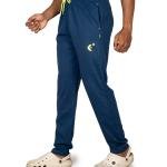 Men’s Navy Blue Track Pants with Neon Drawstring – Slim Fit Active Wear
