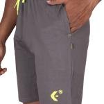 Men’s Charcoal Grey Athletic Shorts with Neon Drawstring – Performance Fit