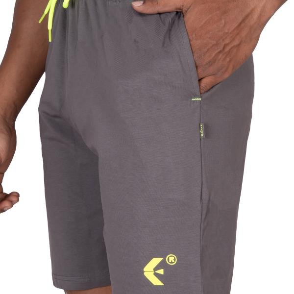 Men’s Charcoal Grey Athletic Shorts with Neon Drawstring – Performance Fit