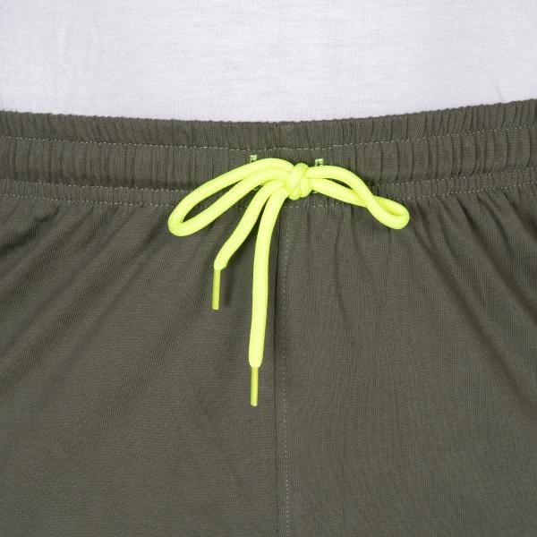 Men’s Olive Green Athletic Shorts with Neon Drawstring – Performance Regular Fit