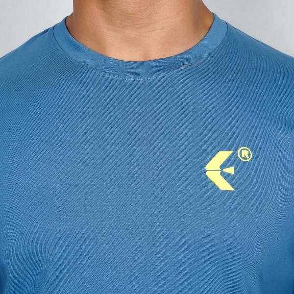 Men’s Steel Blue Full Sleeve T-Shirt – Slim Fit Crew Neck Casual Wear