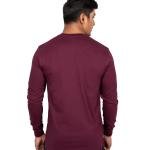 Men’s Maroon Full Sleeve T-Shirt – Slim Fit Crew Neck Casual Essential