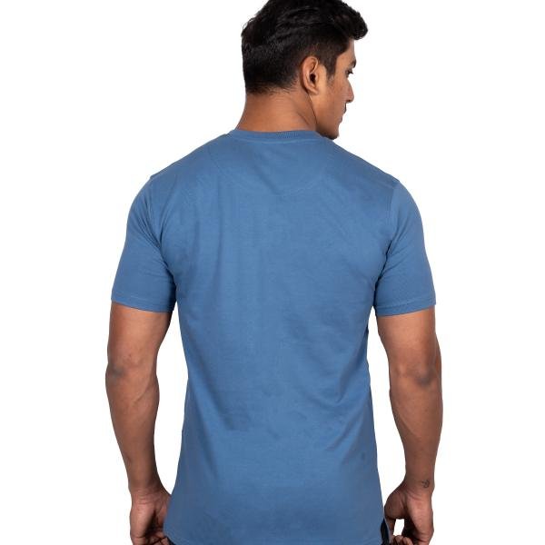 Men’s Steel Blue Half Sleeve T-Shirt – Slim Fit Crew Neck Casual Wear