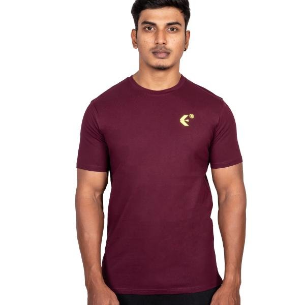 Men’s Maroon Half Sleeve T-Shirt – Slim Fit Crew Neck Casual Essential
