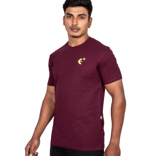 Men’s Maroon Half Sleeve T-Shirt – Slim Fit Crew Neck Casual Essential