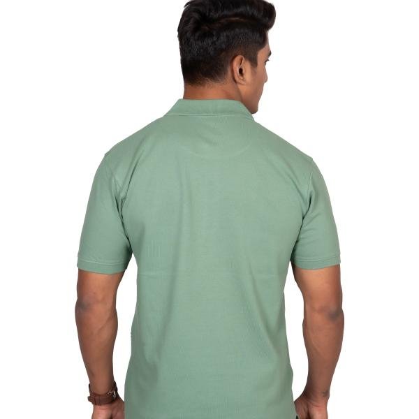 Men’s Solid Sage Green Polo T-Shirt – Smart Casual Comfort