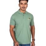 Men’s Sage Green Cotton Polo T-Shirt with Chest Pocket – Slim Fit Casual Wear