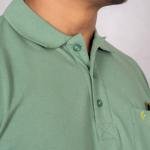 Men’s Sage Green Cotton Polo T-Shirt with Chest Pocket – Slim Fit Casual Wear