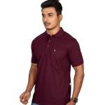 Men’s Maroon Cotton Polo T-Shirt with Pocket – Slim Fit Casual Essential