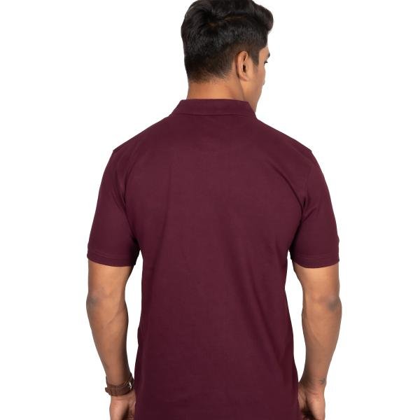 Men’s Maroon Cotton Polo T-Shirt with Pocket – Slim Fit Casual Essential