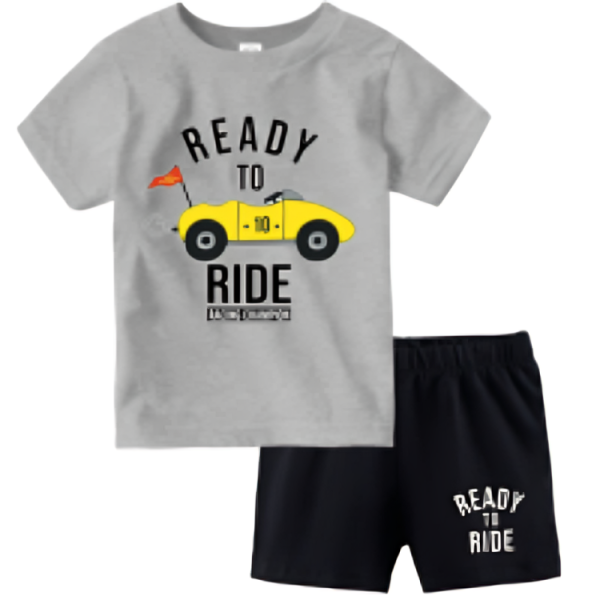 BOYS PRINTED GREY TOP AND BOTTOM SET