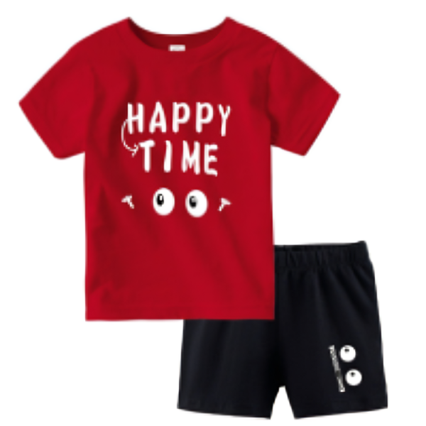 BOYS PRINTED RED TOP AND BOTTOM SET