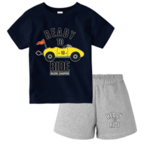 BOYS PRINTED NAVY  TOP AND BOTTOM SET